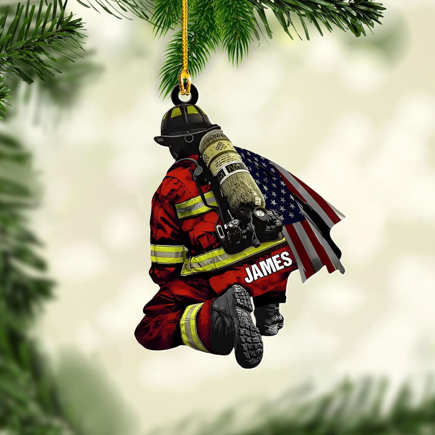Personalized Firefighter Christmas Ornament Style 2