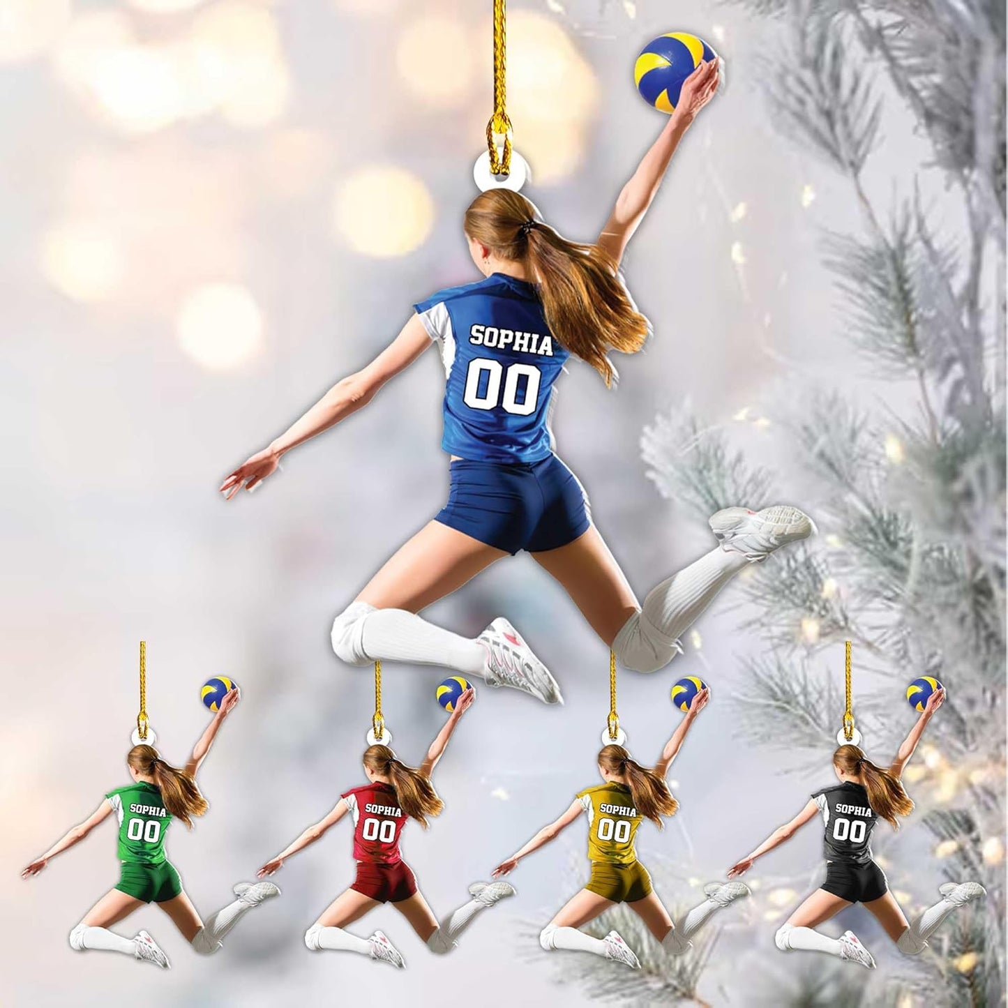 Personalized Volleyball Christmas Ornament – Custom Name Acrylic Ornament, Team Sports Holiday Decor, Volleyball Player Gift, Custom Xmas Keepsake TV3