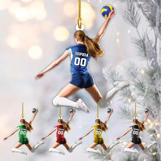 Personalized Volleyball Christmas Ornament – Custom Name Acrylic Ornament, Team Sports Holiday Decor, Volleyball Player Gift, Custom Xmas Keepsake TV3