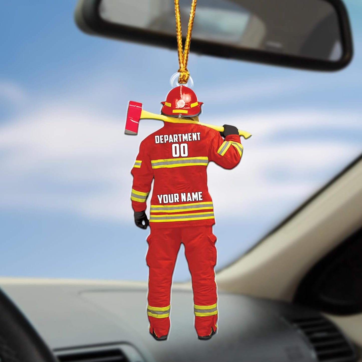 Personalized Firefighter Uniform Christmas Ornament Style 5