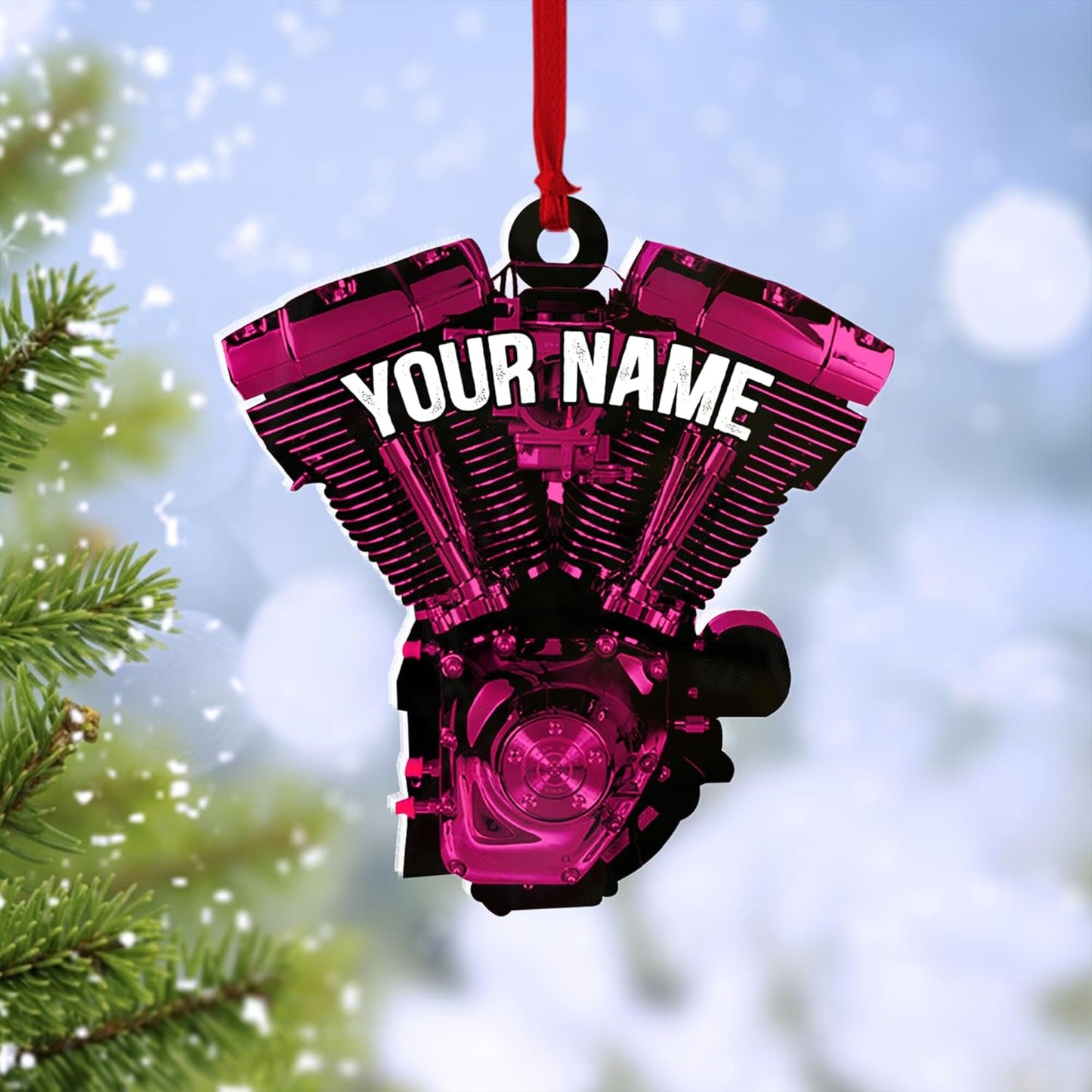Custom Drag Racer Ornament – Personalized Acrylic Engine Design, Power Tool Themed Christmas Gift TDR7