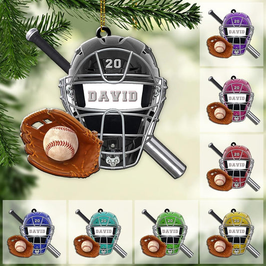 Personalized Baseball Christmas Ornament – Custom Name Acrylic Ornament, Sports Holiday Decoration, Baseball Player Gift TH10