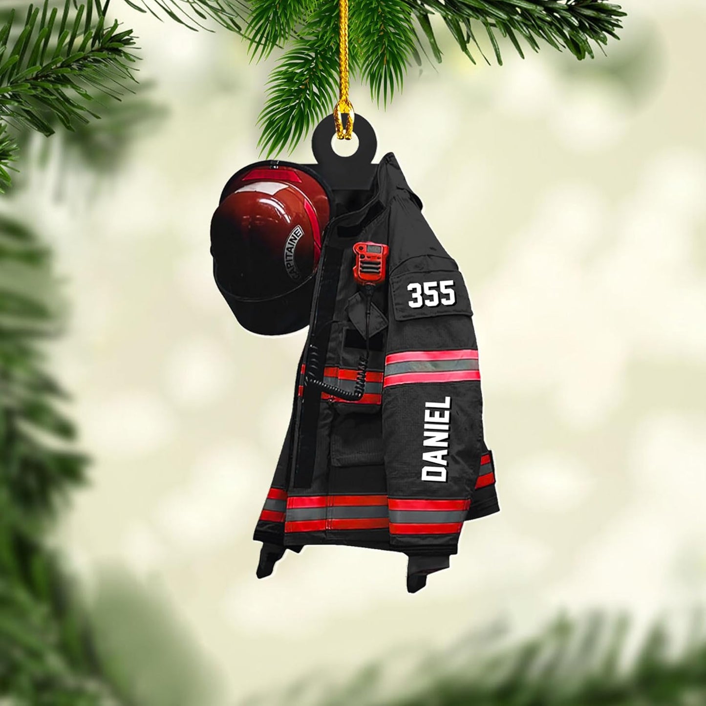 Personalized Firefighter Uniform Christmas Ornament Style 15