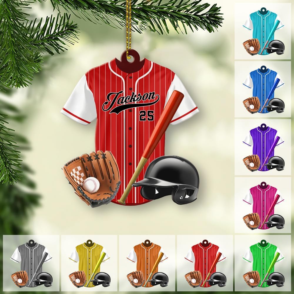 Personalized Baseball Christmas Ornament – Custom Name Acrylic Ornament, Sports Holiday Decoration, Baseball Player Gift  TH18