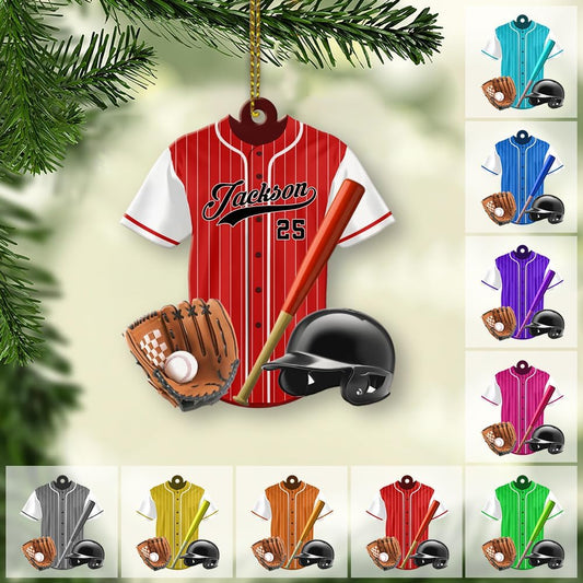 Personalized Baseball Christmas Ornament – Custom Name Acrylic Ornament, Sports Holiday Decoration, Baseball Player Gift  TH18