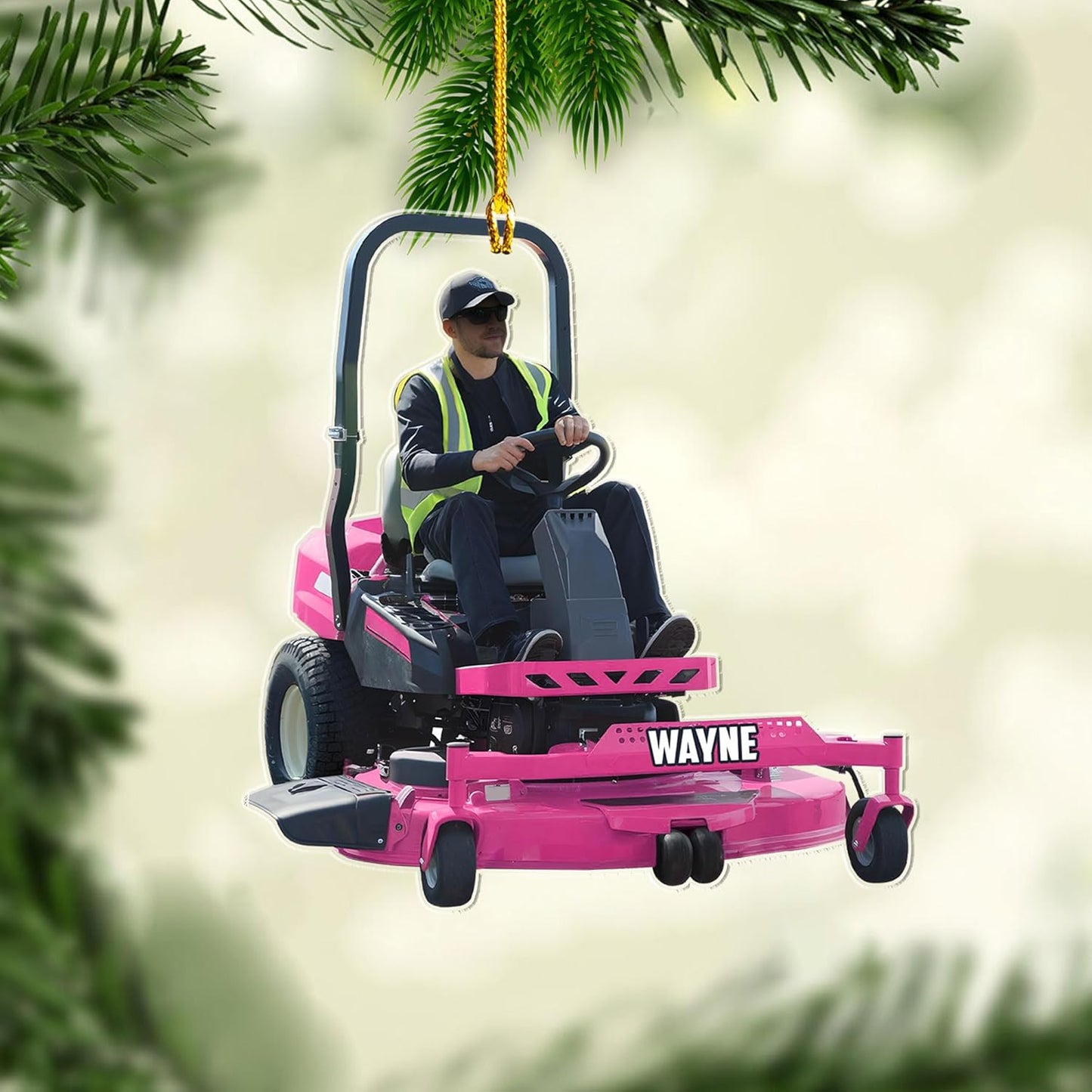 Custom Photo Lawn Mower Christmas Ornament | Personalized Gardening Holiday Keepsake Gift for Gardeners & Lawn Care Workers TG67