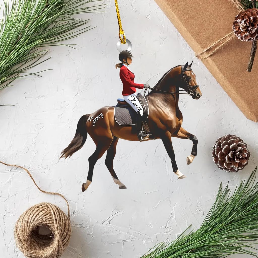 Personalized Equestrian Christmas Ornament | Custom Horse Rider Holiday Tree Decoration Gift for Cowboy & Cowgirl Riders THH5