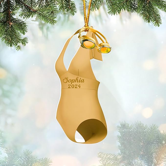 Personalized Swimming Ornament - Custom Swimmer Christmas Gift for Boys, Girls & Pool Lovers LL12