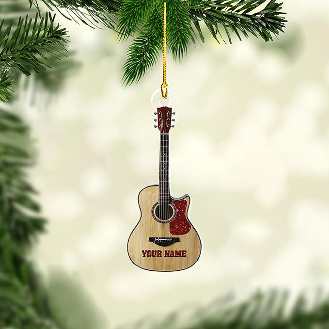 Custom Electric and Acoustic Guitar Christmas Ornament - Guitar Ornament Gift LL27