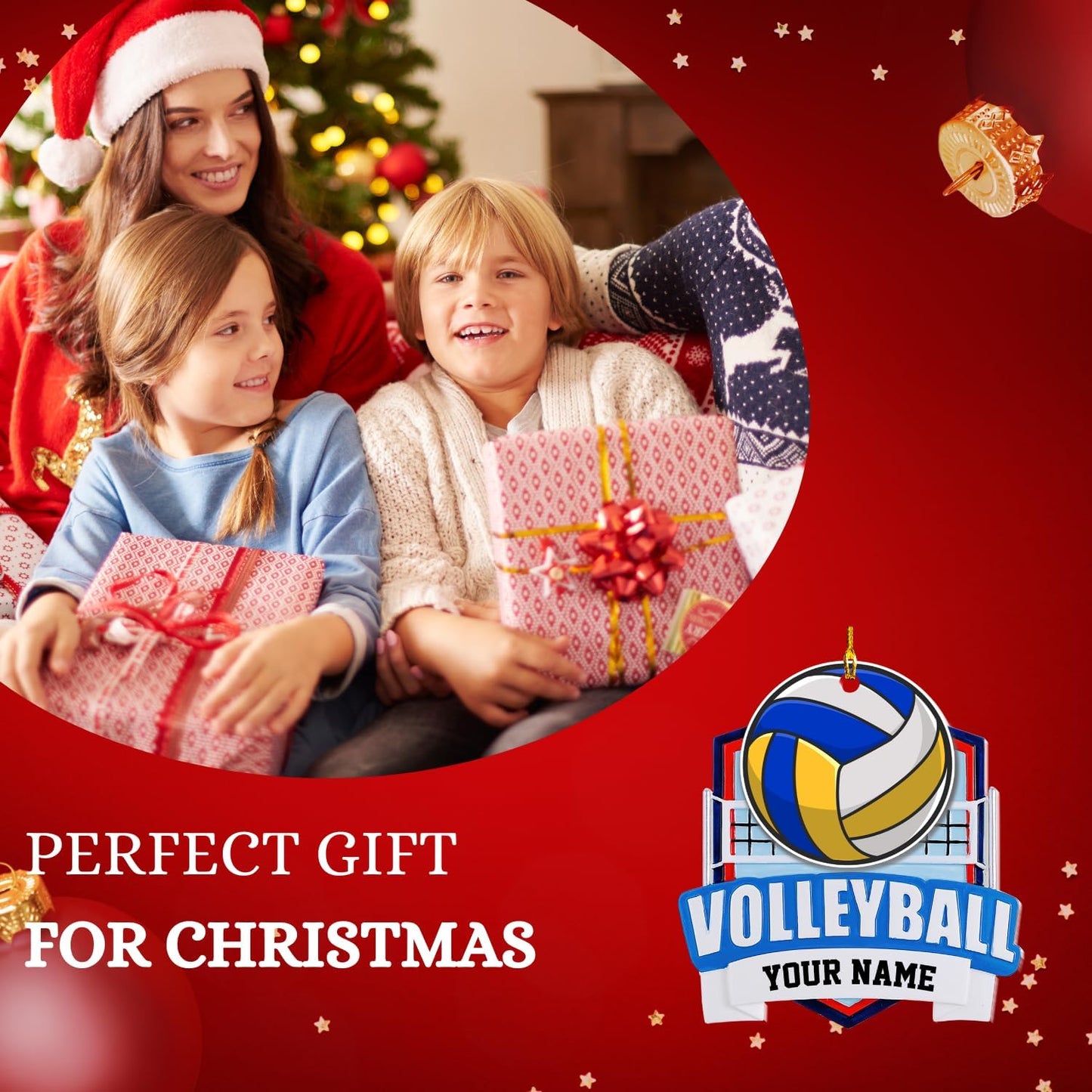 Personalized Volleyball Christmas Ornament – Custom Name Acrylic Ornament, Team Sports Holiday Decor, Volleyball Player Gift, Custom Xmas Keepsake TV7