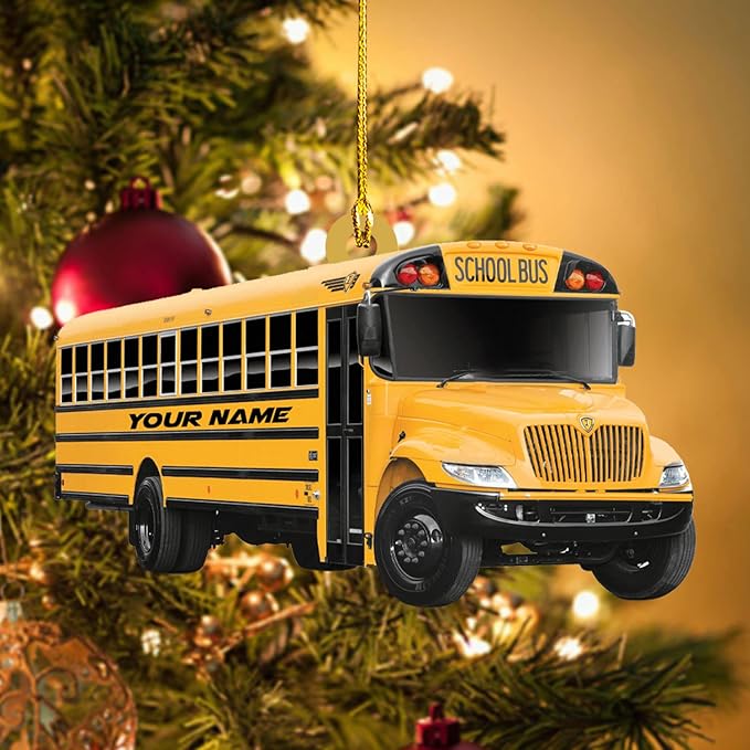 Personalized School Bus Ornament - Bus Driver Christmas Gift L3