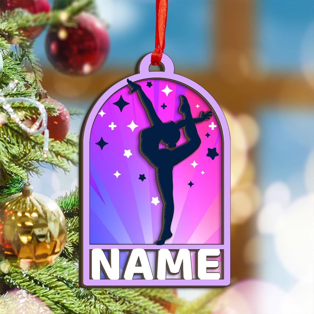 Personalized Name Gymnastics Ornament 2025, Girl Gymnast Ornaments, Wood Ornament for Xmas C08