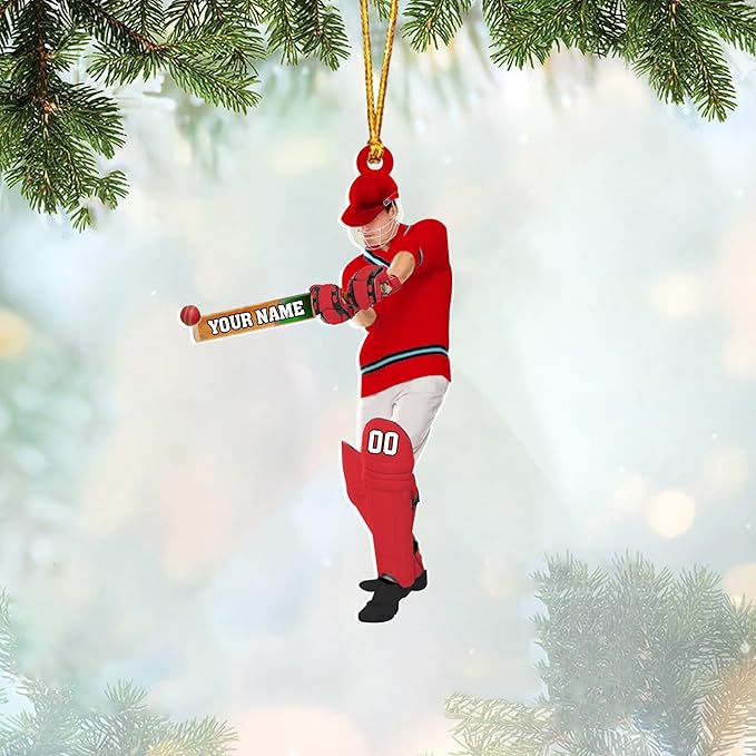 Personalized Cricket Christmas Ornament 2025, Custom Cricket Bat Ornament N12