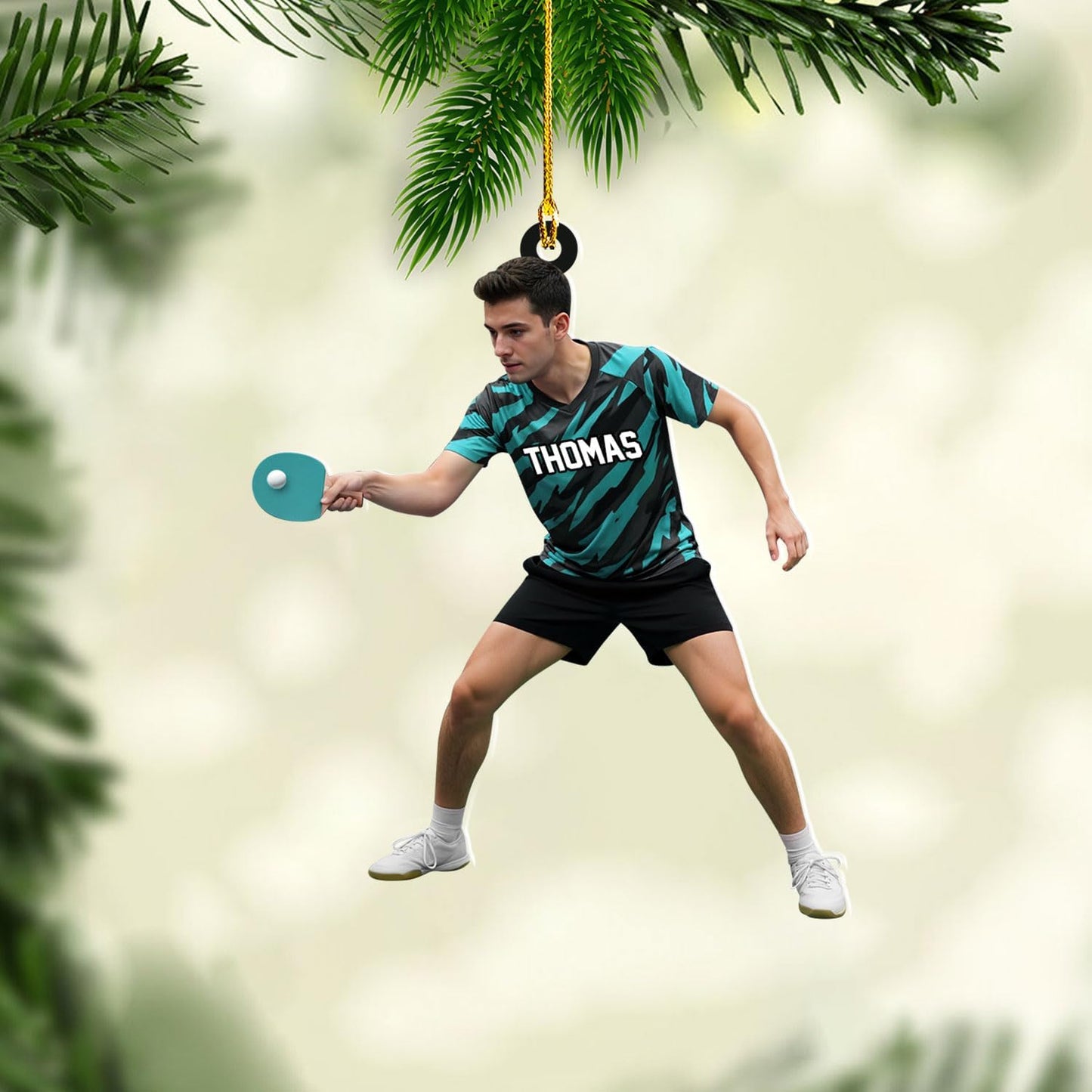 Personalized Ping Pong Ornament – Custom Acrylic 2D Flat Table Tennis Christmas Gift, Sport Holiday Tree Decoration TT8