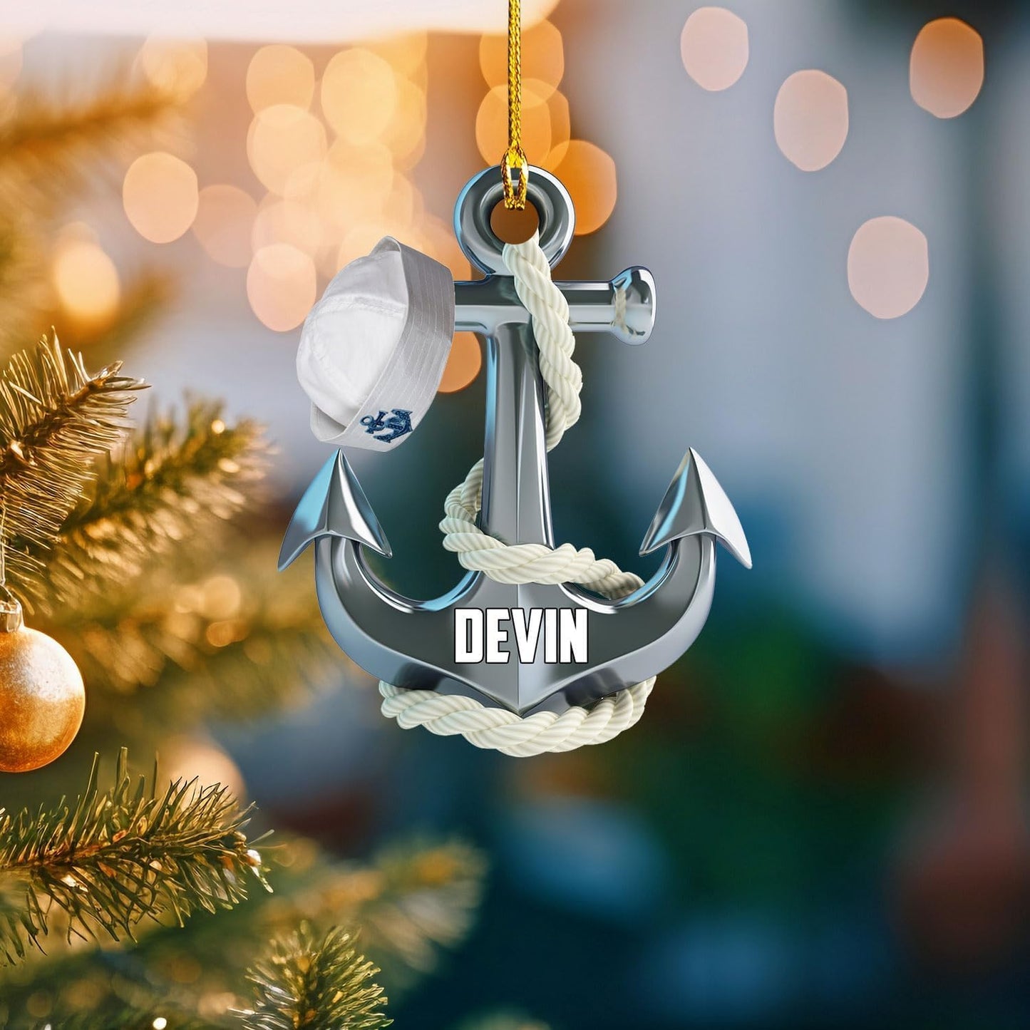 Custom Name Sailor Ornament – Personalized Captain Acrylic Sailing Ornament, Nautical Christmas Tree Decoration for Navy Lovers TS26
