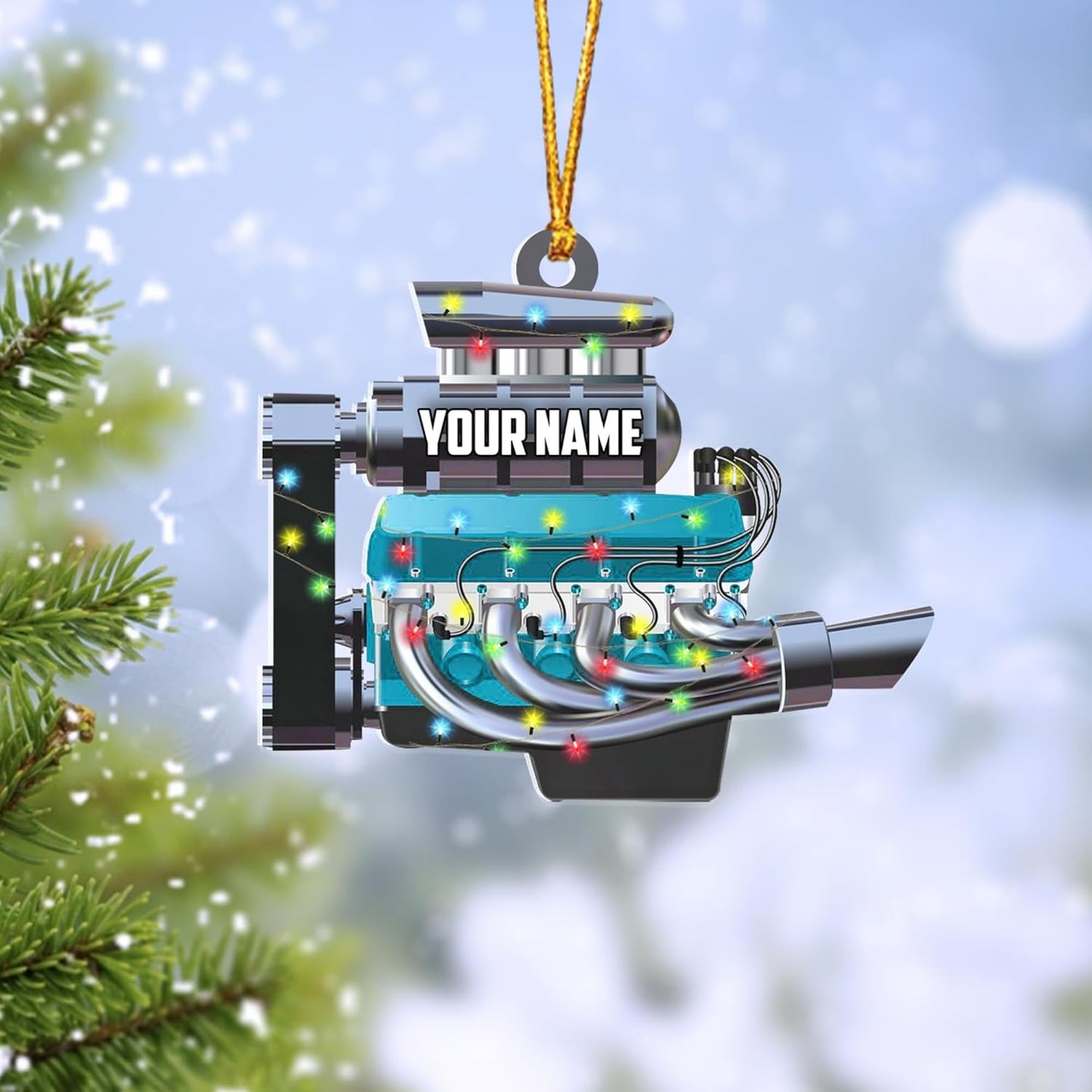 Personalized Racing Car Ornament – Custom Acrylic Drag Racing Christmas Decoration, Gift for Car Lovers and Drivers TR22