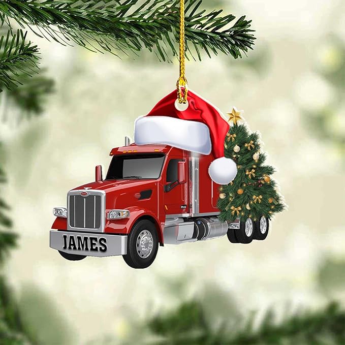 Customized Semi Truck Christmas Decor - Truck Driver Ornament Gift L16