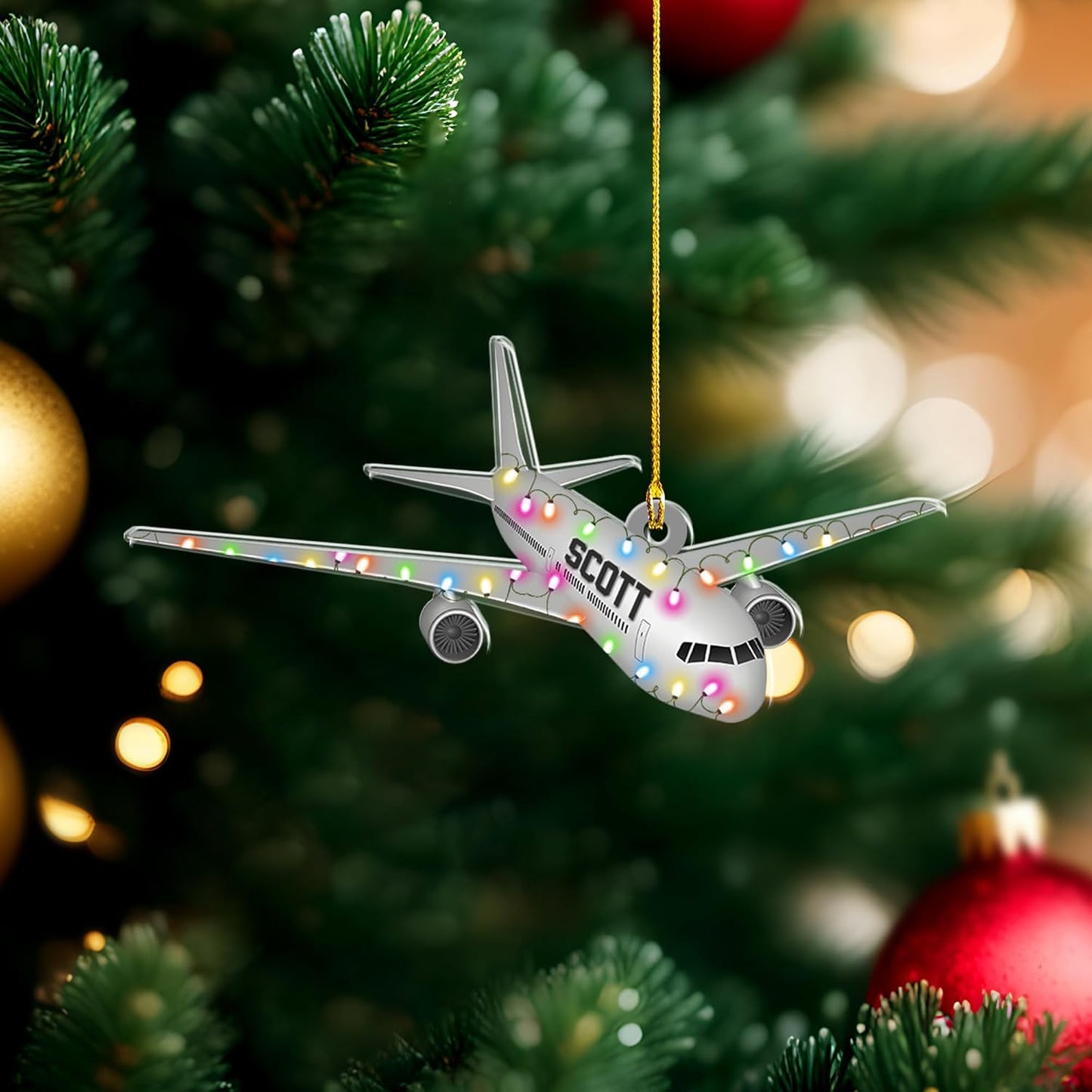 Personalized Airplane Pilot Christmas Ornament Style 2