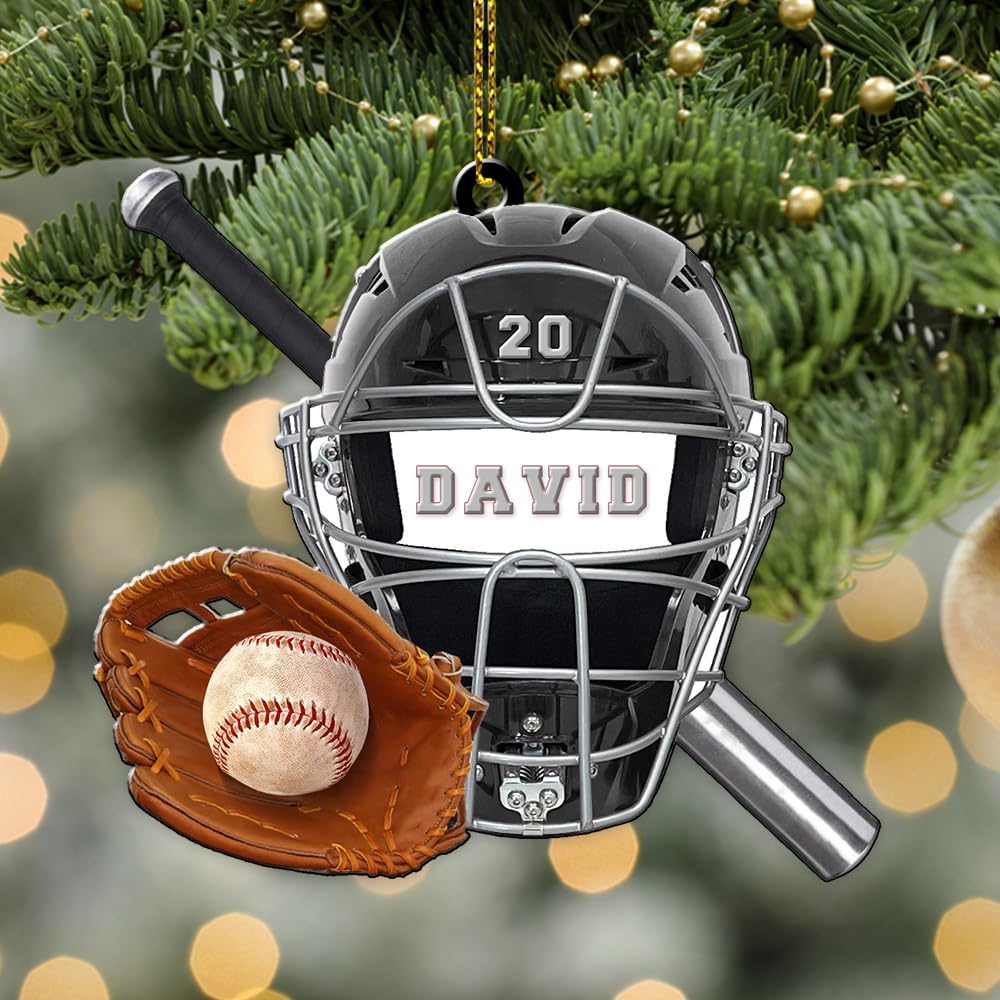 Personalized Baseball Christmas Ornament – Custom Name Acrylic Ornament, Sports Holiday Decoration, Baseball Player Gift TH10