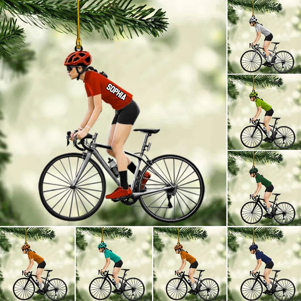 Personalized Cycling Ornament – Custom Name Acrylic Bicycle Ornament, Unique Gift for Cyclists & Bike Lovers 2025 TC8