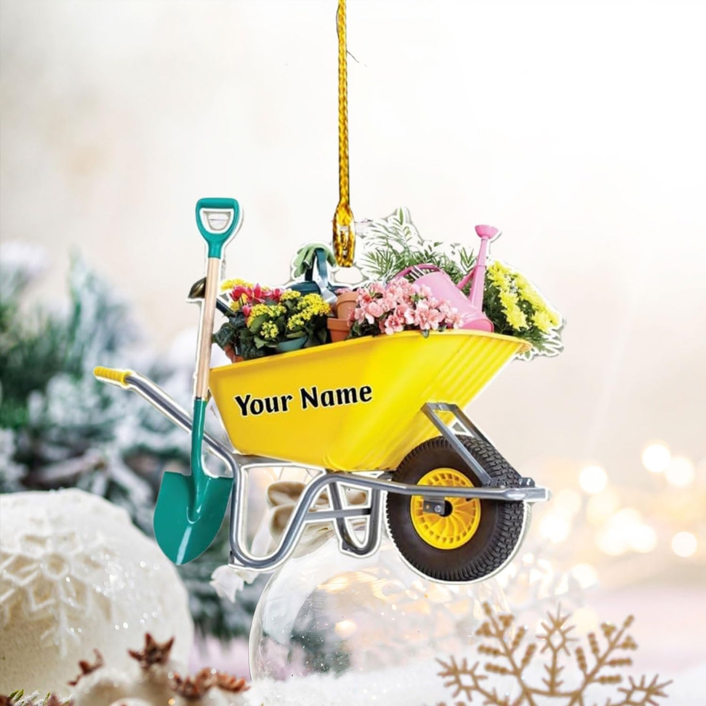 Custom Gardening Ornament with Name – Garden Tools Acrylic Christmas Decor for Gardeners & Green Thumb Lovers TG43