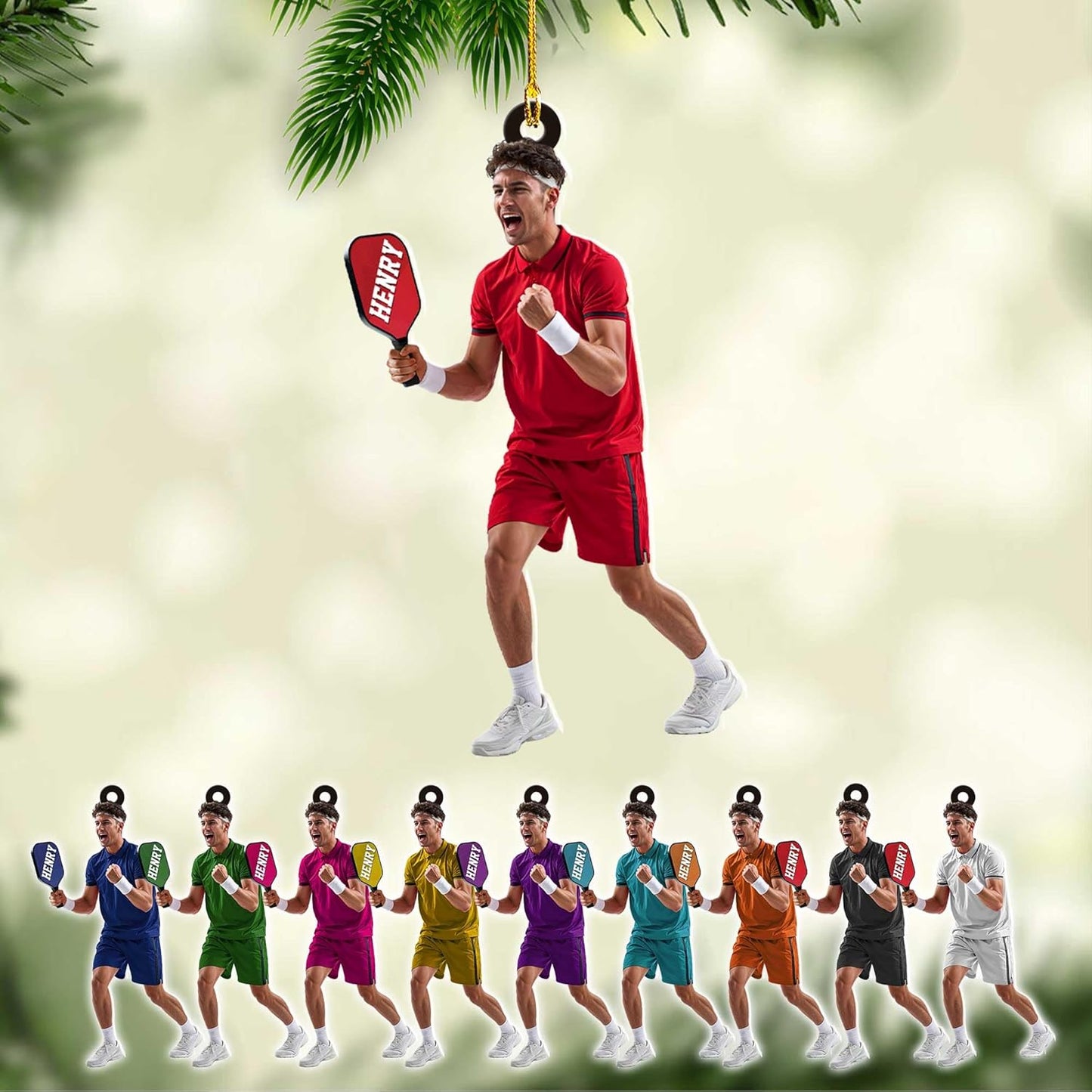 Custom Face & Name Pickleball Player Ornament – Pickleball Christmas Ornament Style 9