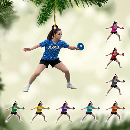 Personalized Ping Pong Ornament – Custom Acrylic 2D Flat Table Tennis Christmas Gift, Sport Holiday Tree Decoration TT9