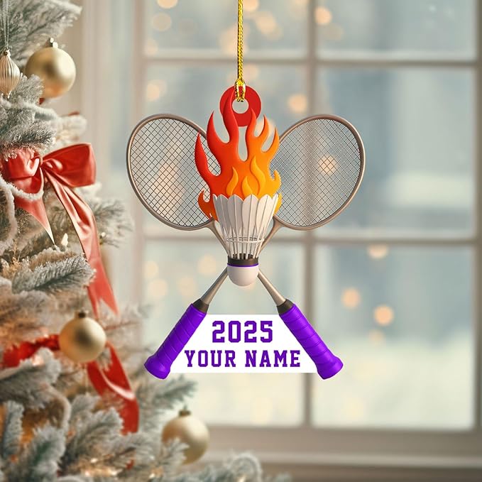 Pesonalized Christmas Gift for Badminton Players, Sports Lovers Badminton Ornament LL43
