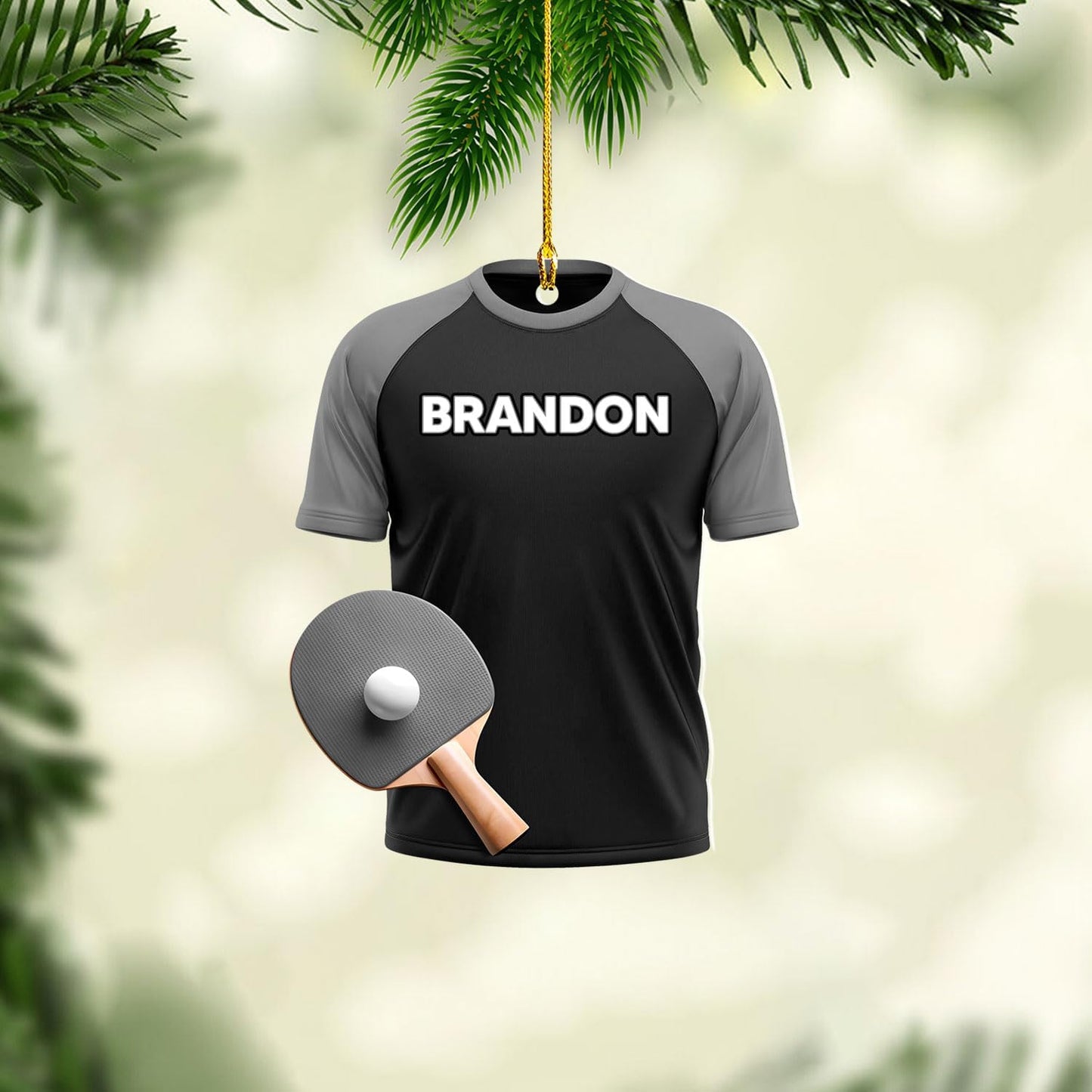 Custom Name Table Tennis Ornament – Personalized Ping Pong Acrylic Christmas Decoration, 2D Flat Player Gift for Sport Lovers TT10