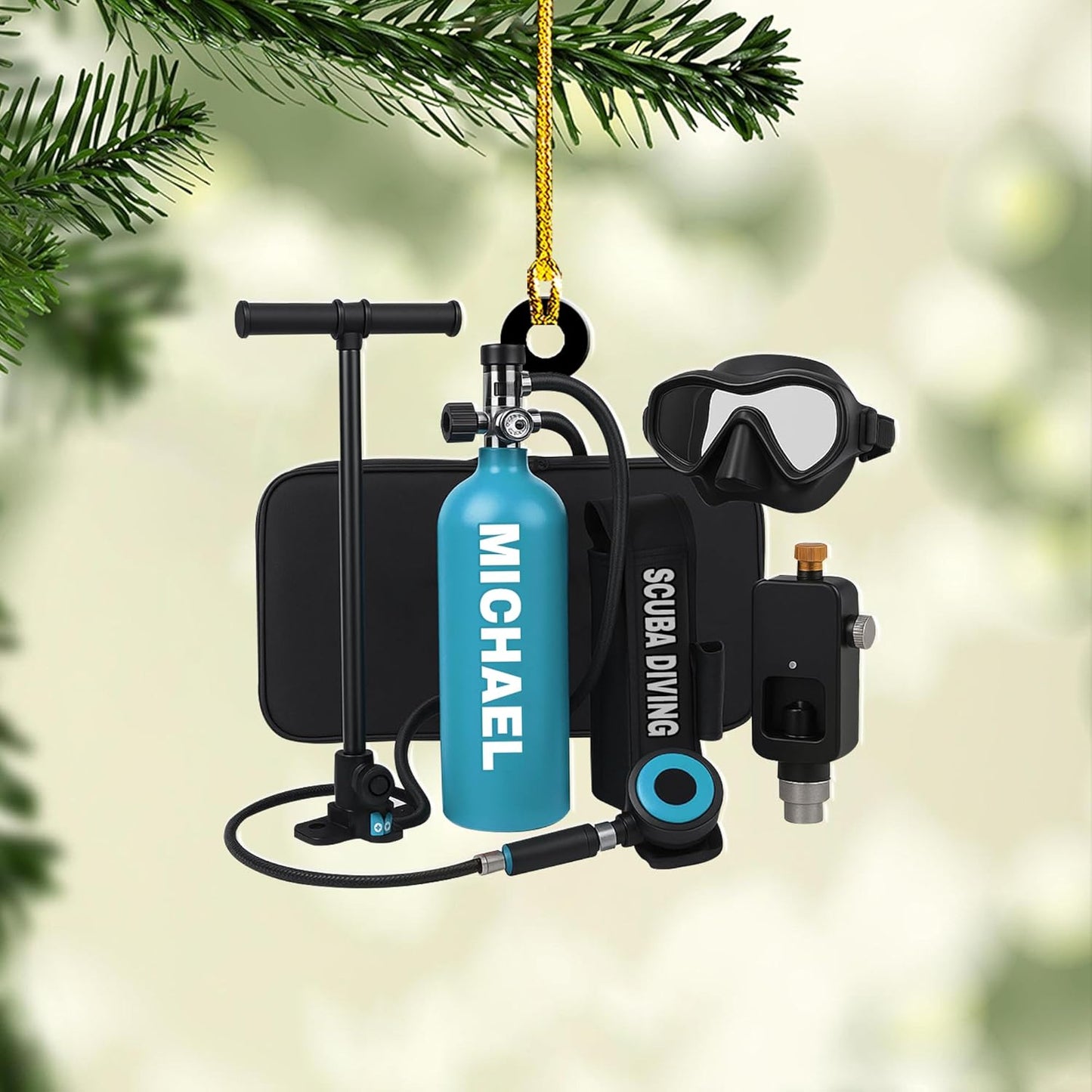 Custom Scuba Diver Ornament – Personalized Acrylic Christmas Tree Decoration, Gift for Divers and Swimmers TSD23