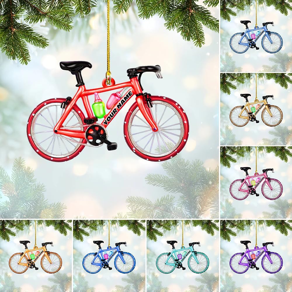 Personalized Cycling Ornament – Custom Name Acrylic Bicycle Ornament, Unique Gift for Cyclists & Bike Lovers 2025 TC15