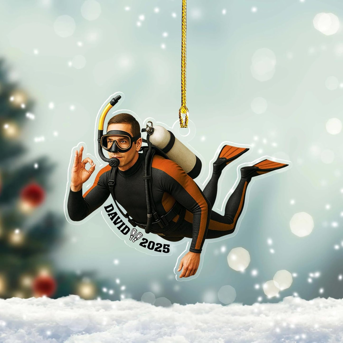 Custom Scuba Diver Ornament – Personalized Acrylic Christmas Tree Decoration, Gift for Divers and Swimmers TSD30