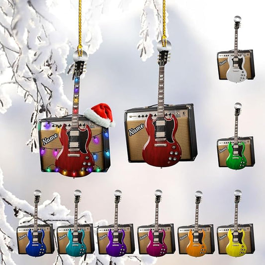 Custom Electric and Acoustic Guitar Christmas Ornament - Guitar Ornament Gift LL20