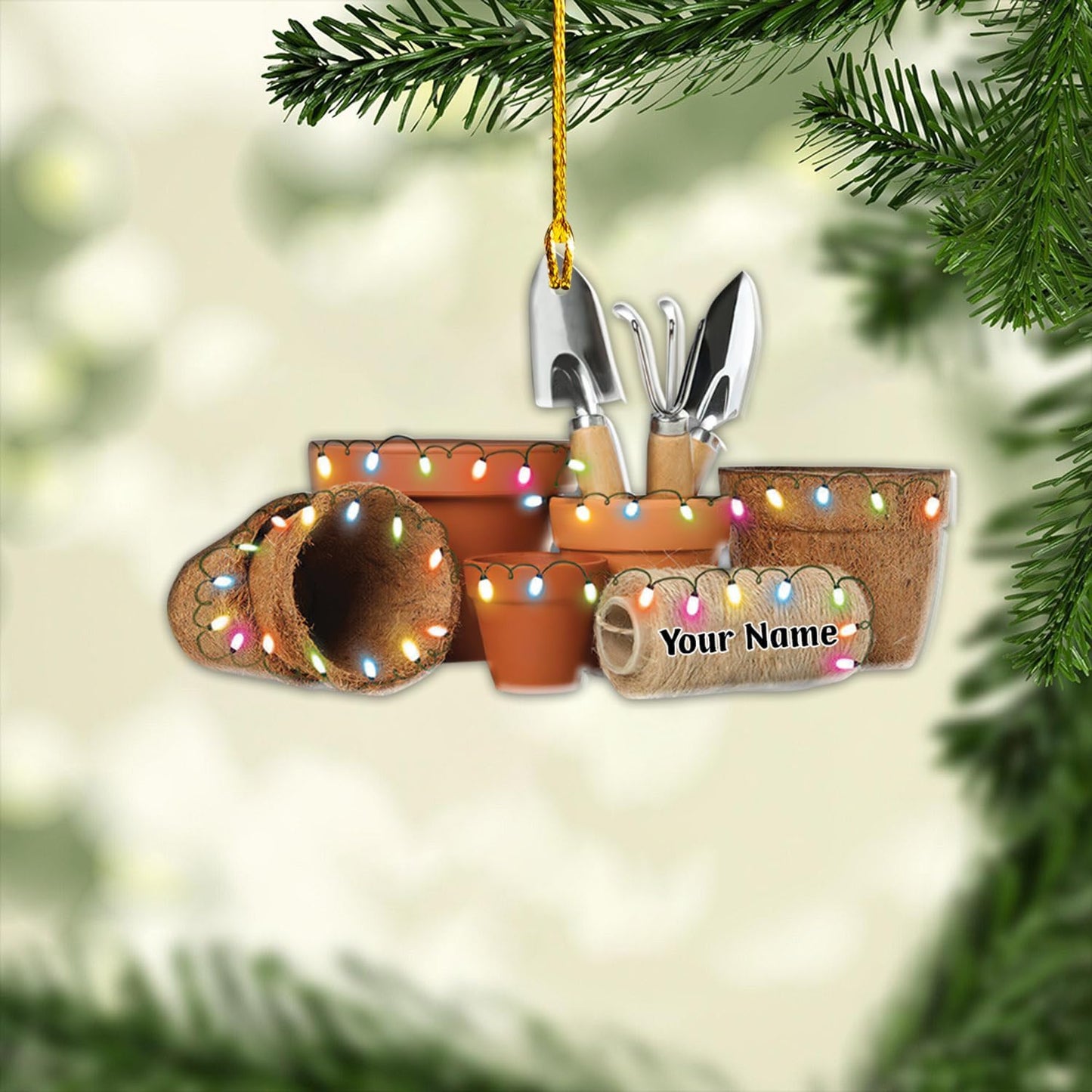Custom Name Garden Equipment Ornament | Gardener Christmas Tree Decor Gift for Plant & Nature Lovers TG81