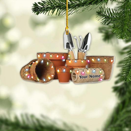 Custom Name Garden Equipment Ornament | Gardener Christmas Tree Decor Gift for Plant & Nature Lovers TG81