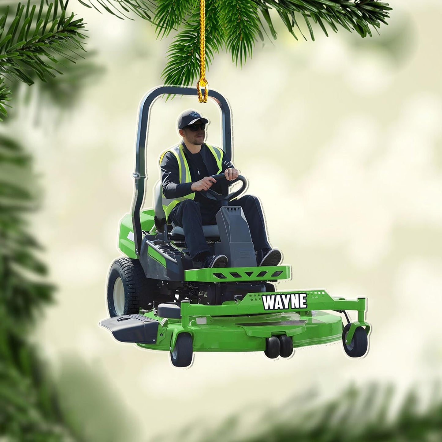 Custom Photo Lawn Mower Christmas Ornament | Personalized Gardening Holiday Keepsake Gift for Gardeners & Lawn Care Workers TG67