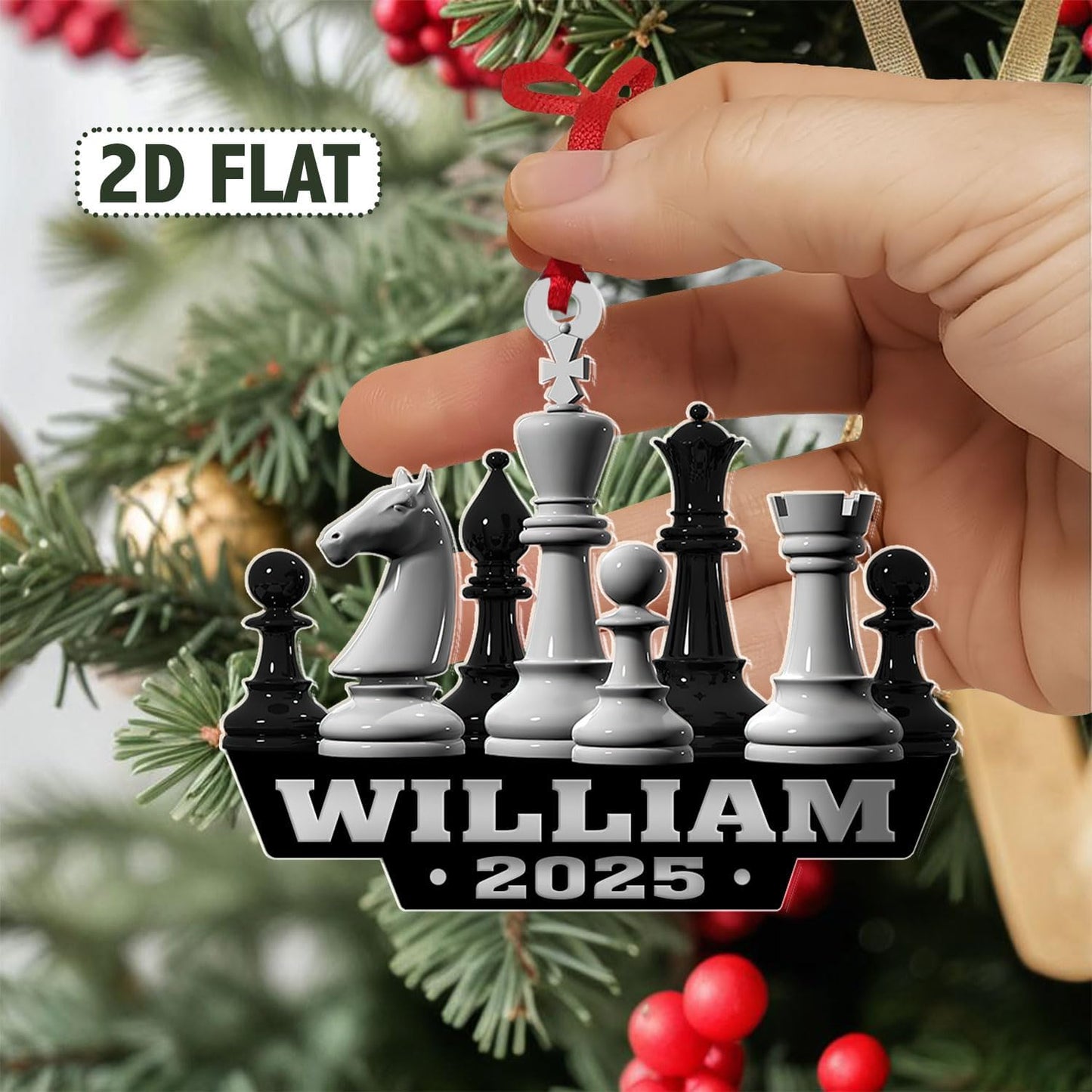 Personalized Name Chess Ornament Gift for Men Women Chess Team Player N14