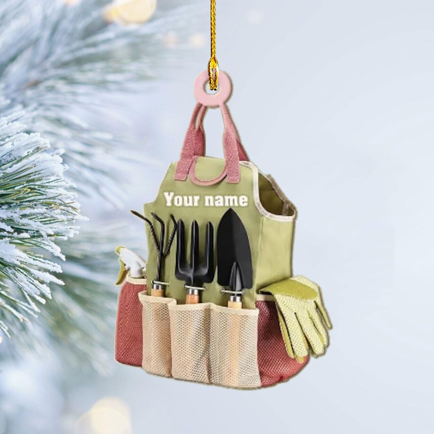 Custom Gardening Ornament with Name – Garden Tools Acrylic Christmas Decor for Gardeners & Green Thumb Lovers TG44