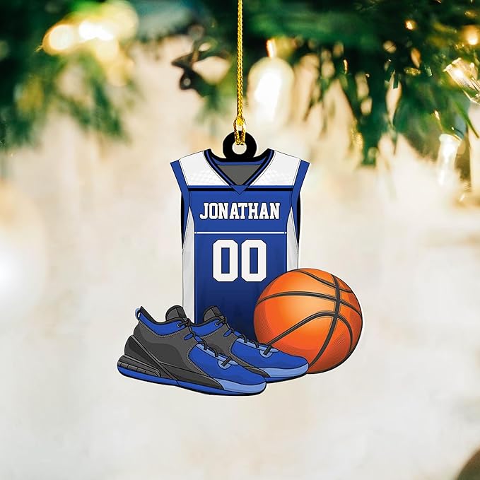 Personalized Basketball Christmas Ornament – Custom Name Acrylic Ornament, Sports Holiday Decoration, Basketball Player Gift N02