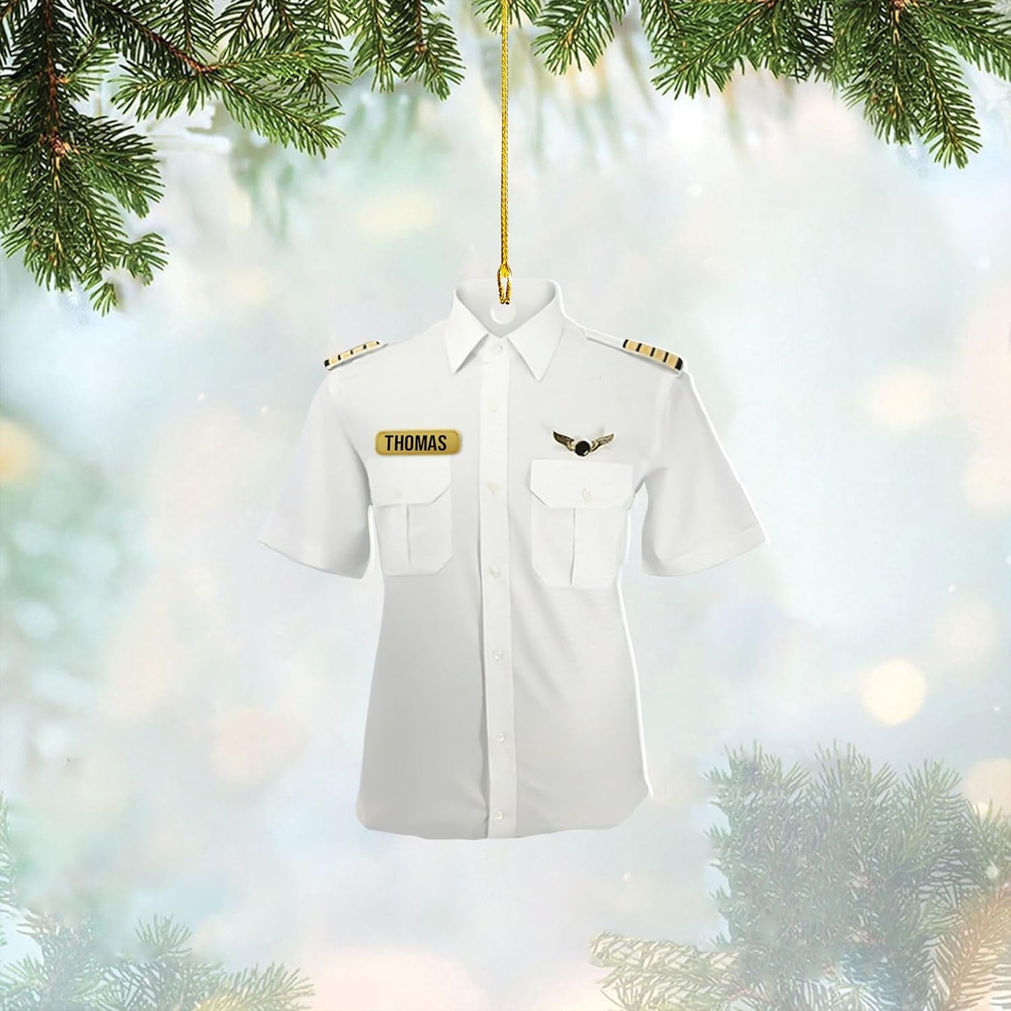 Custom Name Pilot Uniform Christmas Ornament Style 5