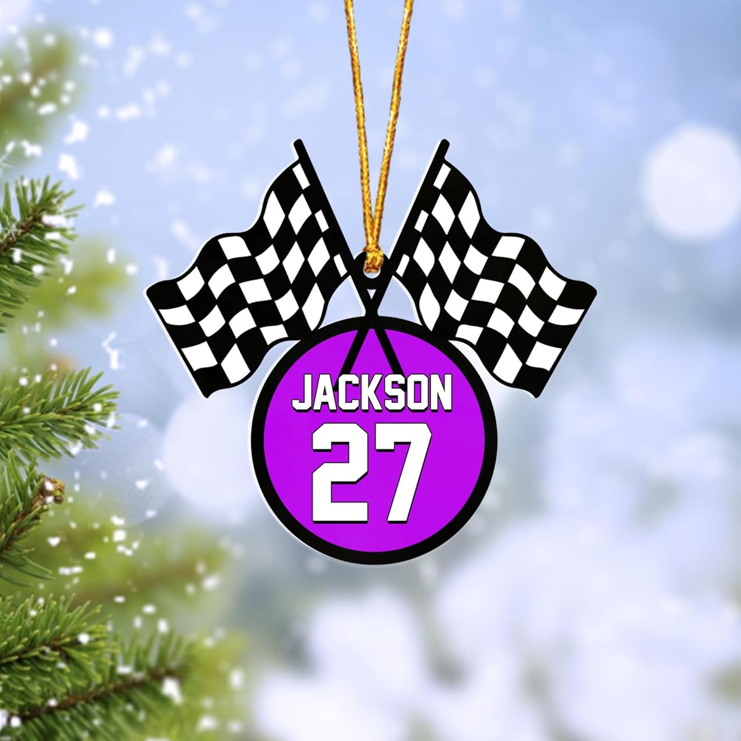 Personalized Racing Car Ornament – Custom Acrylic Drag Racing Christmas Decoration, Gift for Car Lovers and Drivers TR20