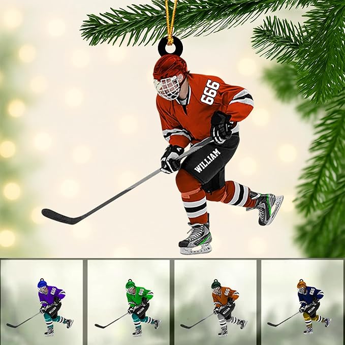 Personalized ice Hockey Ornament N07