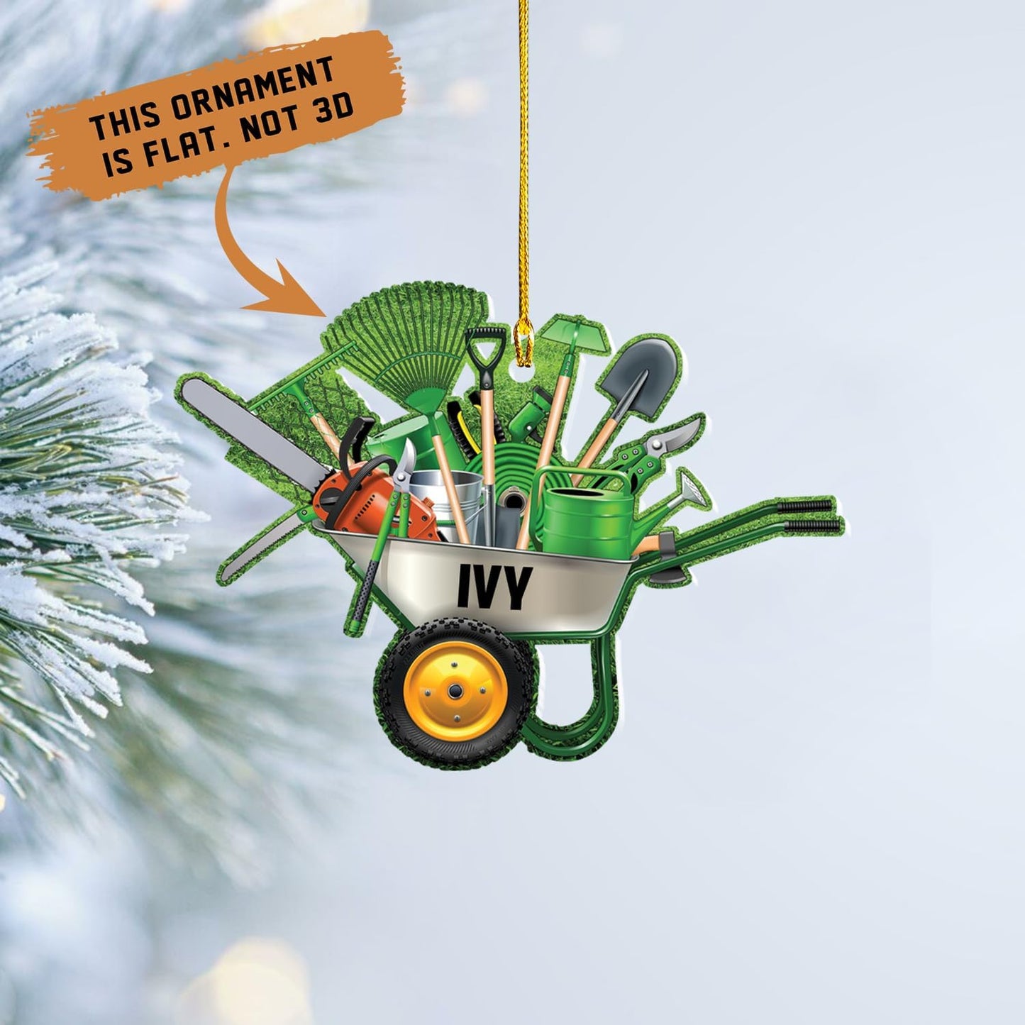 Custom Gardening Ornament with Name – Garden Tools Acrylic Christmas Decor for Gardeners & Green Thumb Lovers TG47