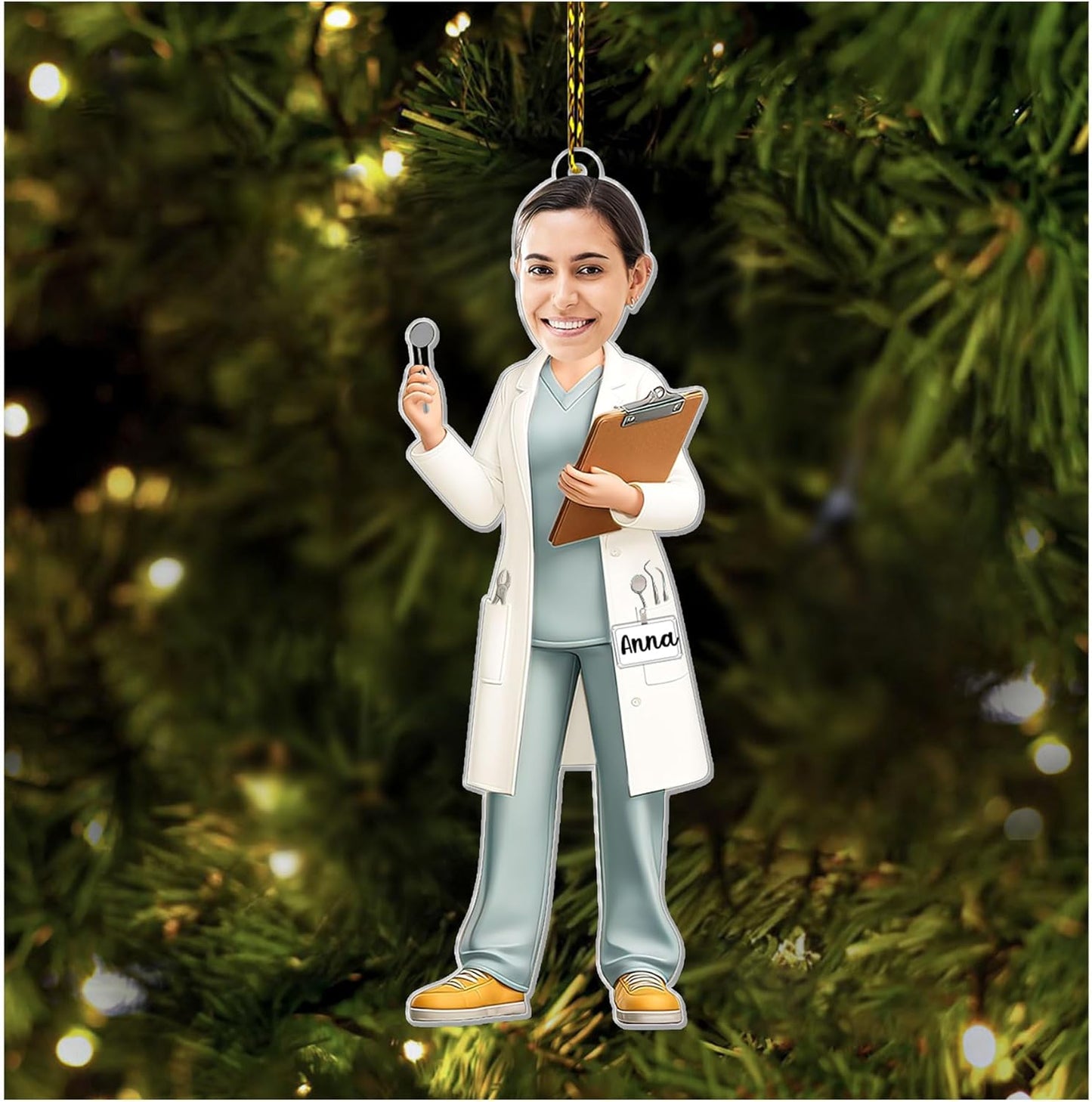 Custom Name and Photo Dentist Christmas Ornament 2