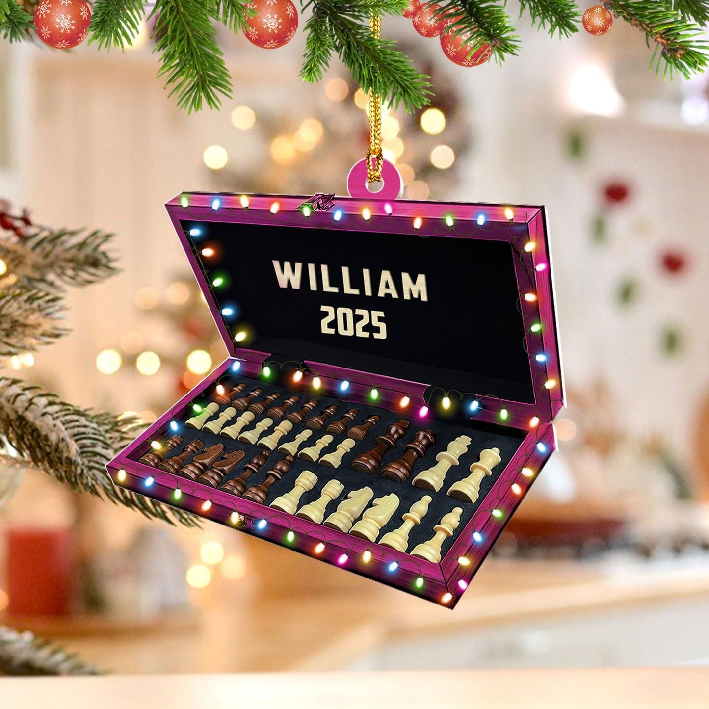 Personalized Name Chess Ornament Gift for Men Women Chess Team Player N21