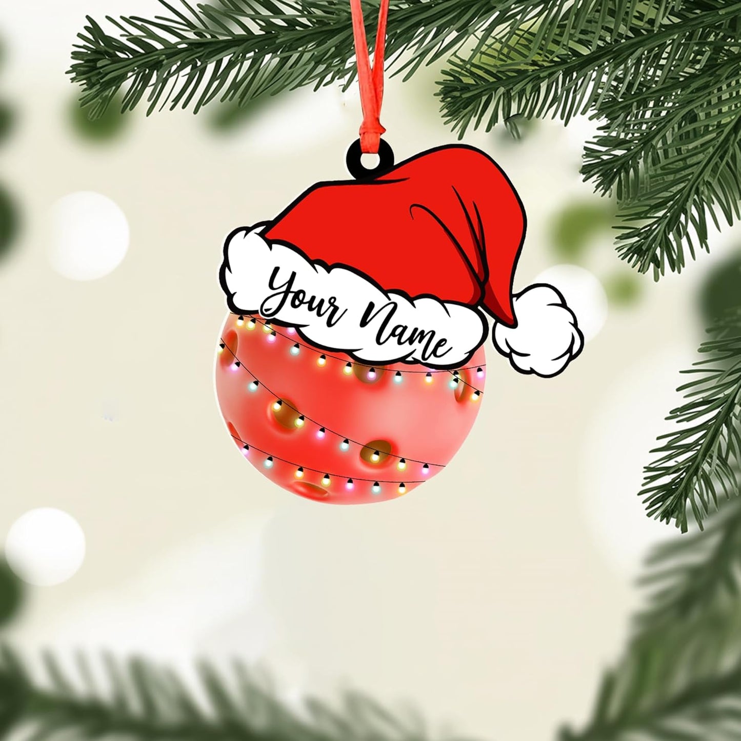 Custom Name Pickleball Christmas Ornament