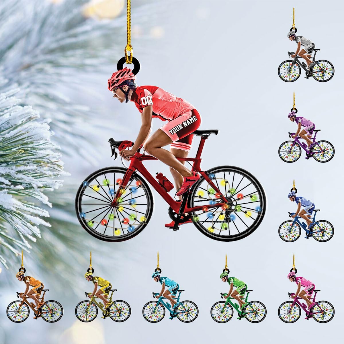 Custom Name Mountain Biking Ornament – Personalized Acrylic Cycling Christmas Gift, Sport Holiday Keepsake TB19