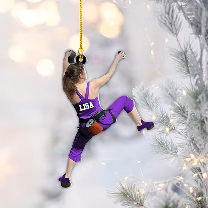 Custom Climbing Ornament - Custom Rock Climber Christmas Gift for Mountaineers LL9