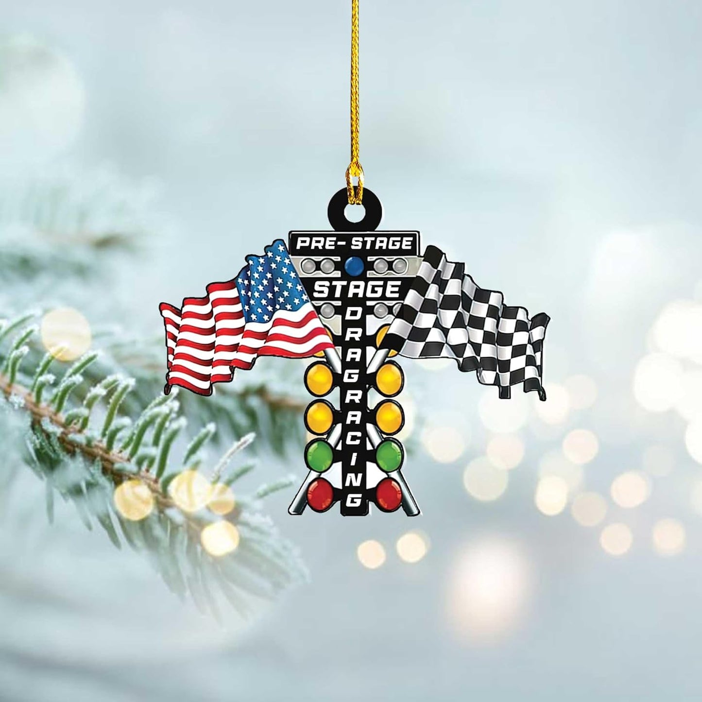 Personalized Racing Car Ornament – Custom Acrylic Drag Racing Christmas Decoration, Gift for Car Lovers and Drivers TR29