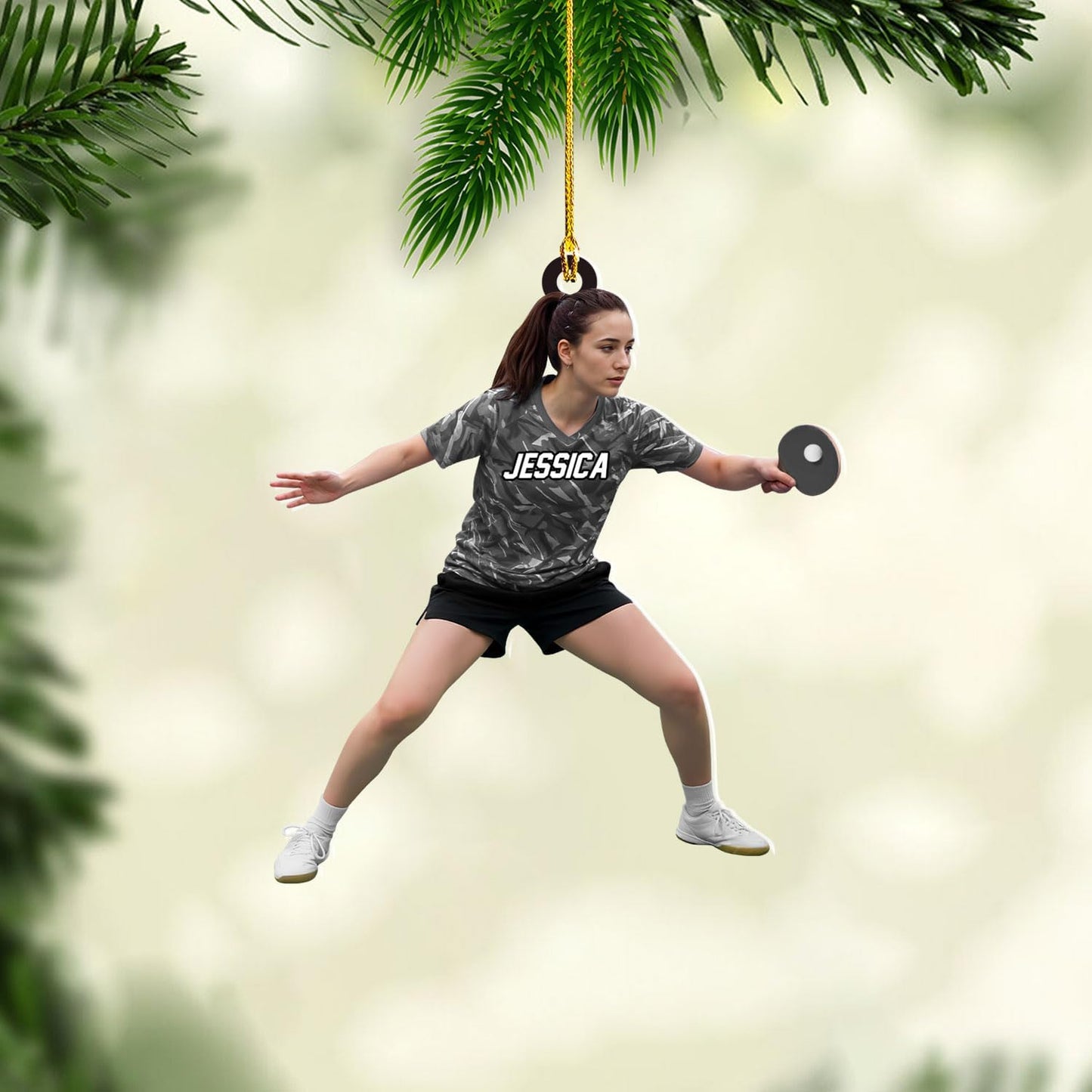 Personalized Ping Pong Ornament – Custom Acrylic 2D Flat Table Tennis Christmas Gift, Sport Holiday Tree Decoration TT9